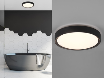 LED Deckenleuchte CLARIMO in Schwarz matt IP44 Badlampe, Ø 33cm