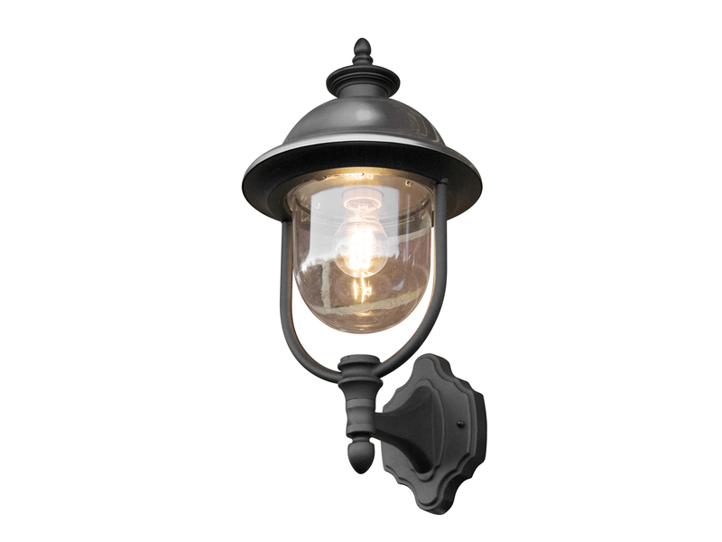 LED Außenwandleuchte Landhausstil Laterne stehend, Schwarz-Silber, Höhe 48cm