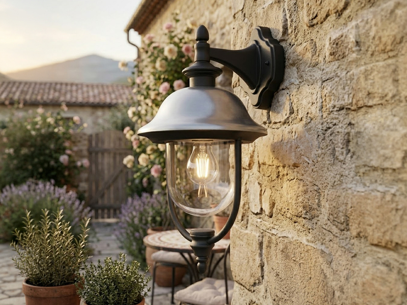 LED Außenwandleuchte Landhausstil Laterne hängend, Schwarz-Silber, Höhe 49cm