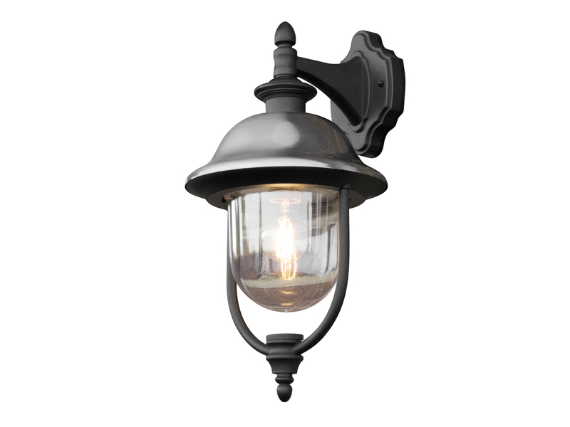 LED Außenwandleuchte Landhausstil Laterne hängend, Schwarz-Silber, Höhe 49cm