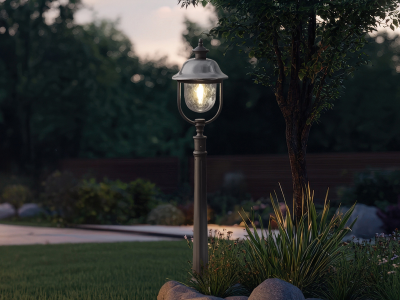 LED Wegeleuchte im Landhausstil, Gartenlaterne Schwarz Silber, Höhe 125cm