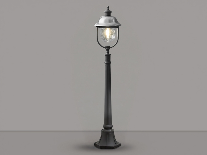 LED Wegeleuchte im Landhausstil, Gartenlaterne Schwarz Silber, Höhe 125cm