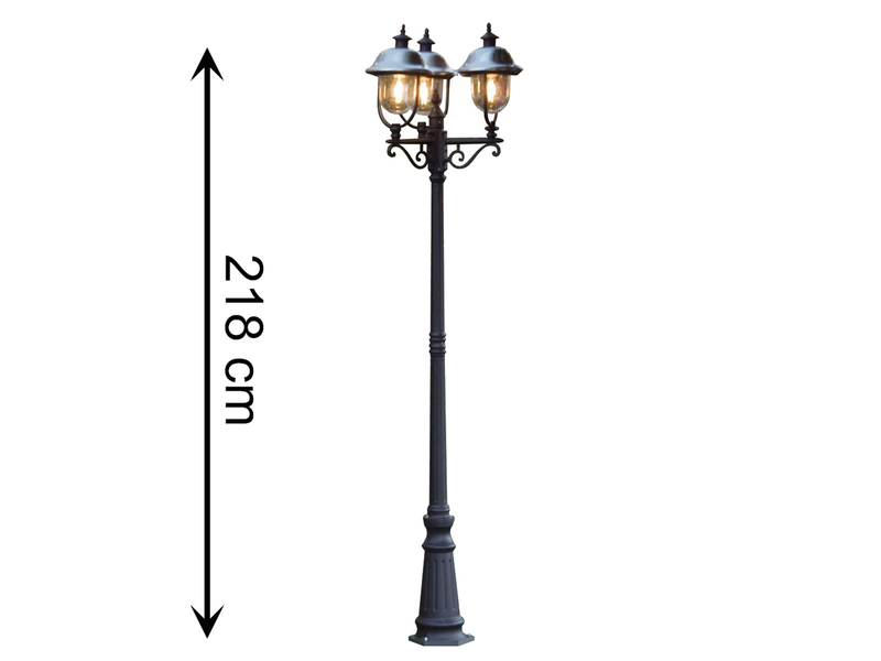 LED Straßenlaterne Kandelaber im Landhausstil, schwarz-silber, Höhe 218cm