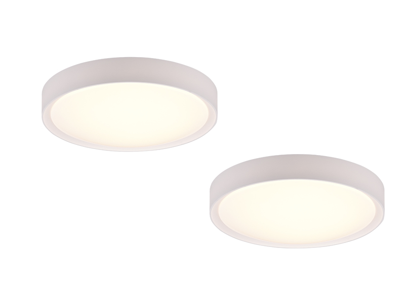 LED Deckenleuchte 2er Set in Weiß IP44 Badlampen, Ø 33cm