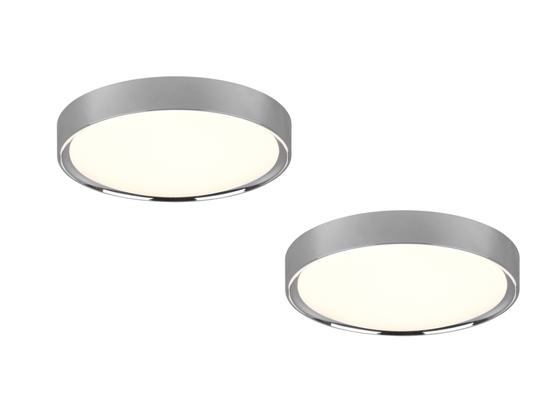 LED Deckenleuchte 2er Set in Silber Chrom IP44 Badlampen, Ø 33cm
