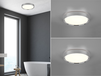 LED Deckenleuchte 2er Set in Silber Chrom IP44 Badlampen, Ø 33cm