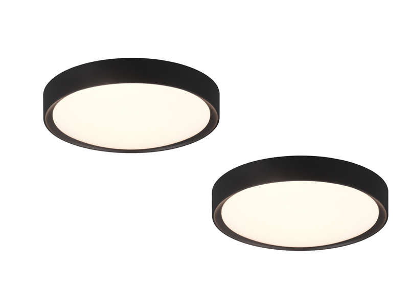 LED Deckenleuchte 2er Set in Schwarz matt IP44 Badlampen, Ø 33cm