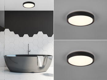LED Deckenleuchte 2er Set in Schwarz matt IP44 Badlampen, Ø 33cm