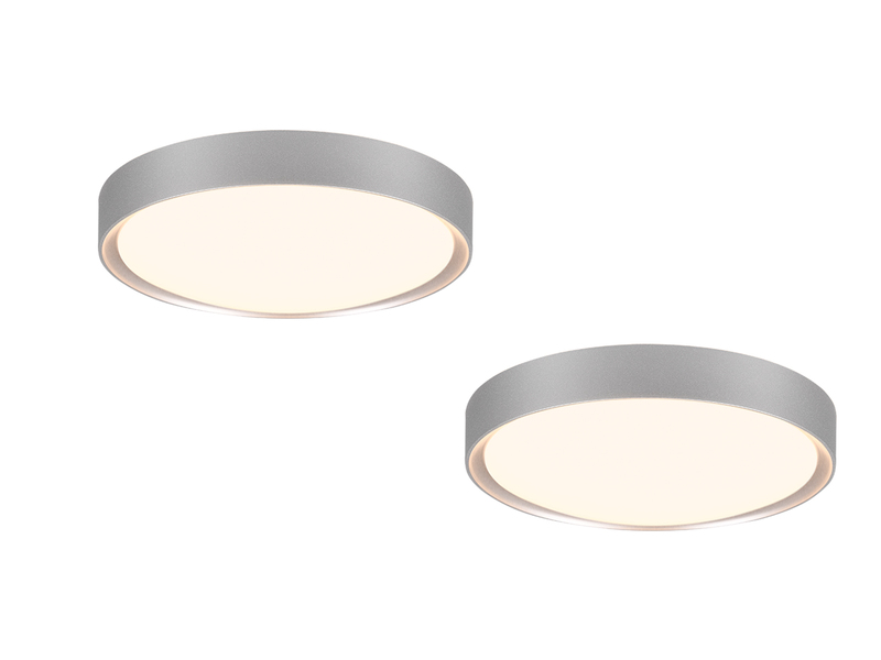 LED Deckenleuchte 2er Set in Grau Titanfarben IP44 Badlampen, Ø 33cm