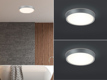 LED Deckenleuchte 2er Set in Grau Titanfarben IP44 Badlampen, Ø 33cm