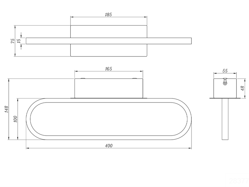 LED Badezimmer Wandleuchte GIANNI in Schwarz - Spiegelleuchte, Breite 40cm