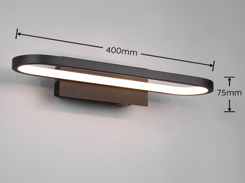 LED Badezimmer Wandleuchte GIANNI in Schwarz - Spiegelleuchte, Breite 40cm