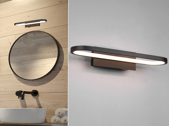 LED Badezimmer Wandleuchte GIANNI in Schwarz - Spiegelleuchte, Breite 40cm