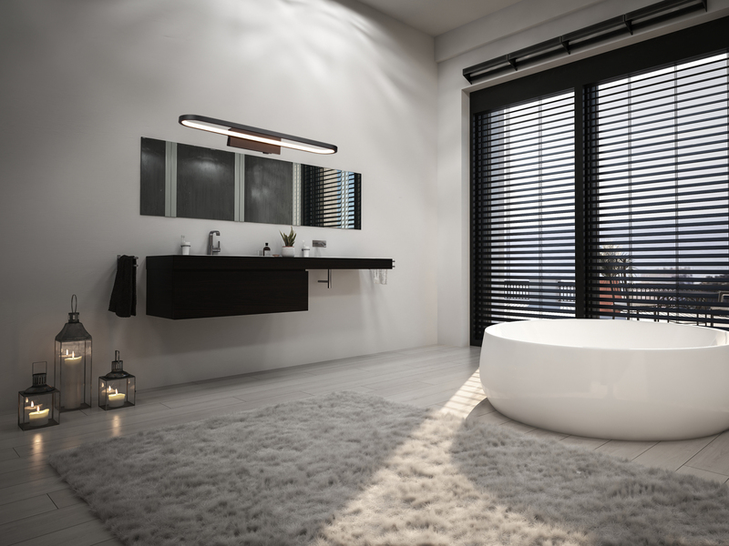 LED Badezimmer Wandleuchte GIANNI in Schwarz - Spiegelleuchte, Breite 60cm