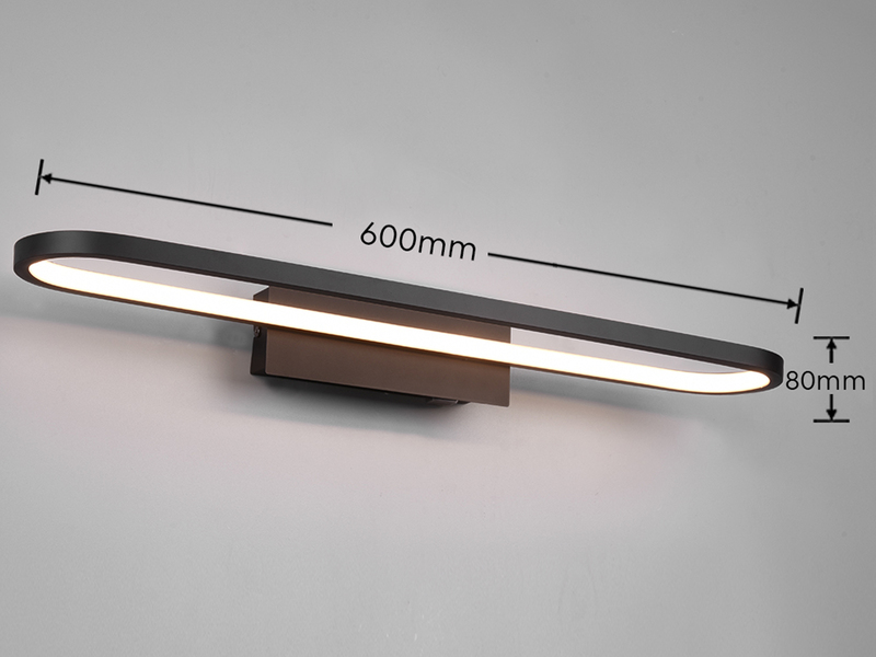 LED Badezimmer Wandleuchte GIANNI in Schwarz, Breite 60cm - Spiegelleuchte