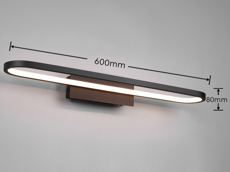 LED Badezimmer Wandleuchte GIANNI in Schwarz - Spiegelleuchte, Breite 60cm