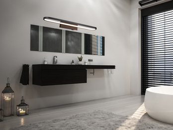 LED Badezimmer Wandleuchte GIANNI in Schwarz - Spiegelleuchte, Breite 60cm