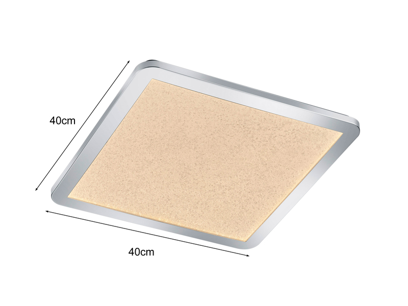 LED Bad Deckenleuchte CINZIA Chrom mit Kristall Effekt & Dimmer 40x40cm