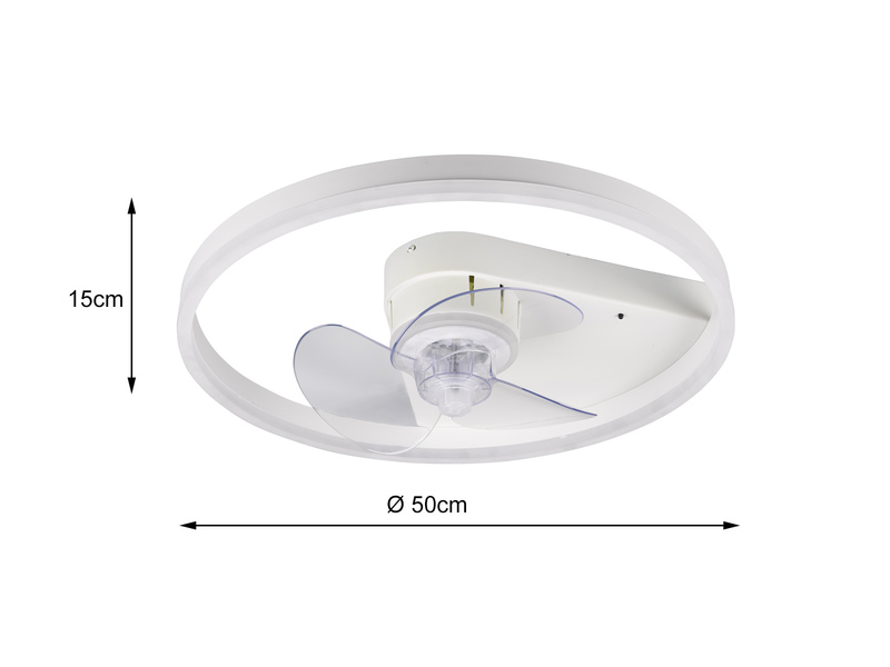 Deckenleuchte / Ventilator BORGHOLM Fernbedienung Lichtfarbe Wechsel Ø50cm, weiß