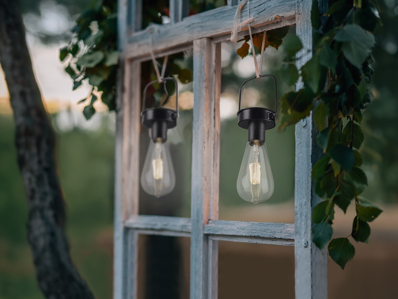 Solar LED Hängeleuchte 6er SET zum Aufhängen Schwarz Ø7cm Höhe 23cm