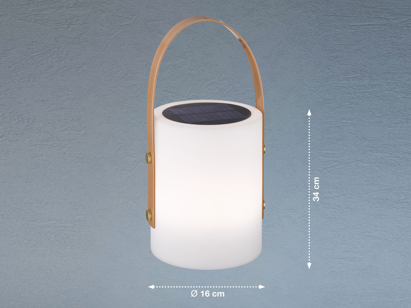 RGB Outdoor Tischleuchte BARI per USB & Solar aufladbar, Höhe 34cm