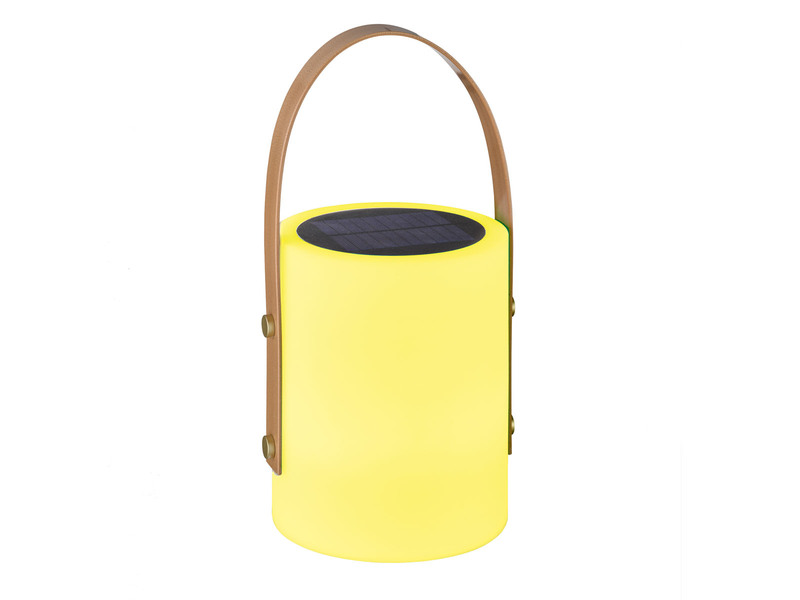 RGB Outdoor Tischleuchte BARI per USB & Solar aufladbar, Höhe 34cm