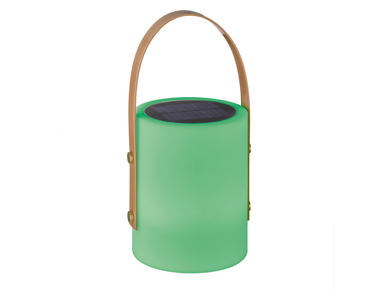 RGB Outdoor Tischleuchte BARI per USB & Solar aufladbar, Höhe 34cm