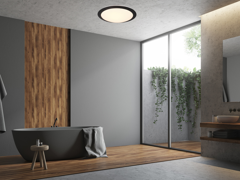 LED Deckenleuchte UMBERTO in Schwarz IP44 Badlampe, Ø 29cm