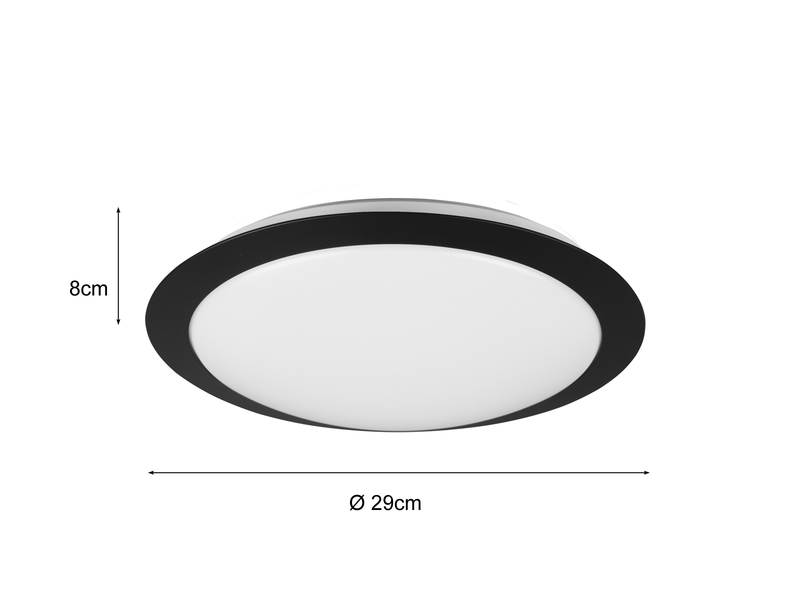 LED Deckenleuchte UMBERTO in Schwarz IP44 Badlampe, Ø 29cm