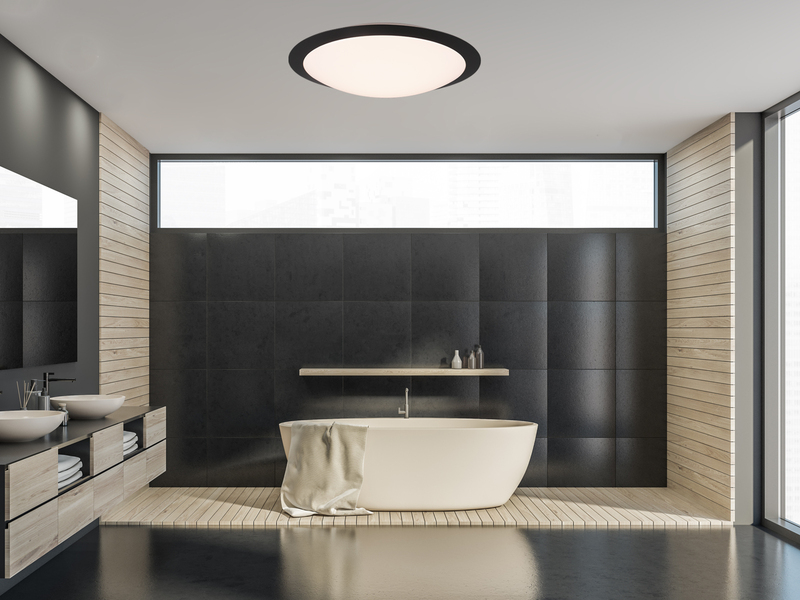 LED Deckenleuchte UMBERTO in Schwarz IP44 Badlampe, Ø 42cm