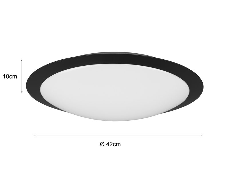 LED Deckenleuchte UMBERTO in Schwarz IP44 Badlampe, Ø 42cm