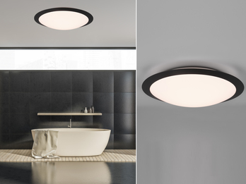 LED Deckenleuchte UMBERTO in Schwarz IP44 Badlampe, Ø 42cm