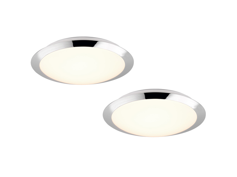 LED Deckenleuchte 2er Set in Chrom IP44 Badlampen, Ø 29cm