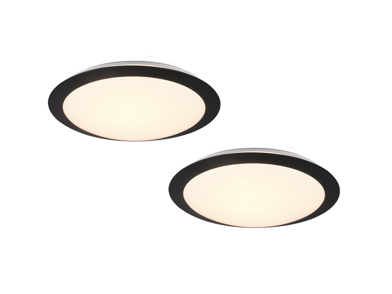 LED Deckenleuchte 2er Set in Schwarz IP44 Badlampen, Ø 29cm