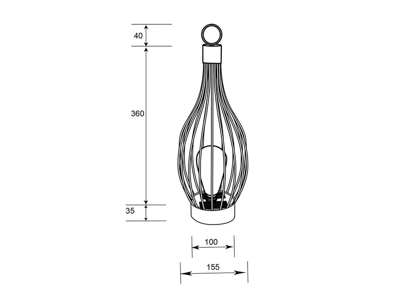 Solar Tischleuchte MAIRANA zum aufhängen Gitter Schwarz 43cm Ø15cm