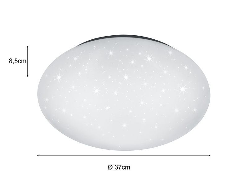 LED Sternenhimmel Deckenleuchte PAOLO in Weiß IP44 Badlampe, Ø 37cm