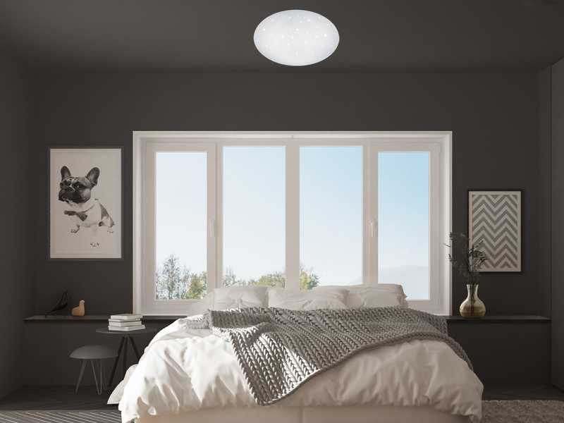 LED Sternenhimmel Deckenleuchte PAOLO in Weiß IP44 Badlampe, Ø 37cm