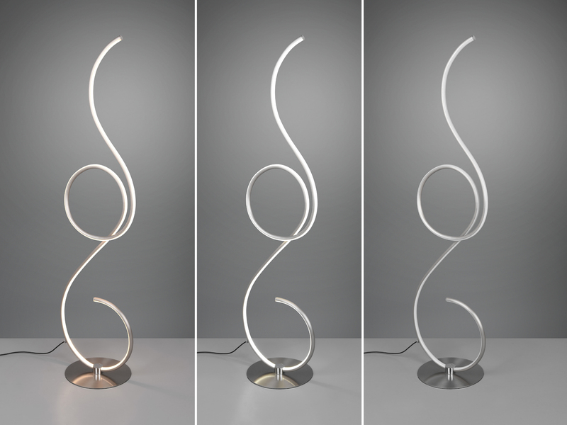 Kleine LED Stehleuchte JIVE dimmbar, Silber Höhe 118cm