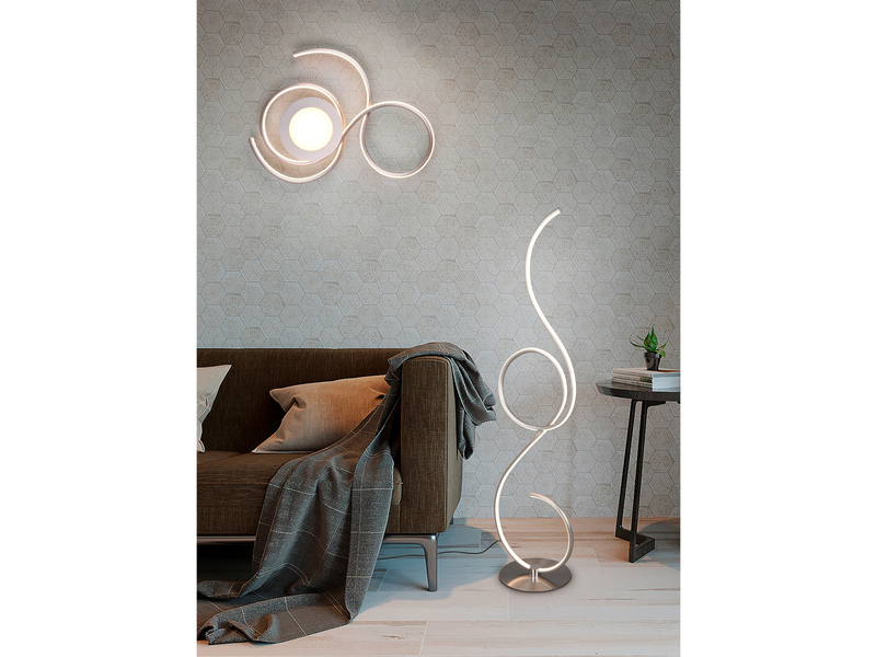 Kleine LED Stehleuchte JIVE dimmbar, Silber Höhe 118cm