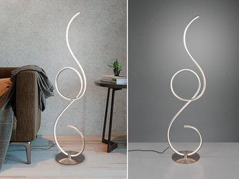 Kleine LED Stehleuchte JIVE dimmbar, Silber Höhe 118cm