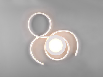 Geschwungene LED Deckenleuchte JIVE mit Fernbedienung, Breite 50cm, Weiß