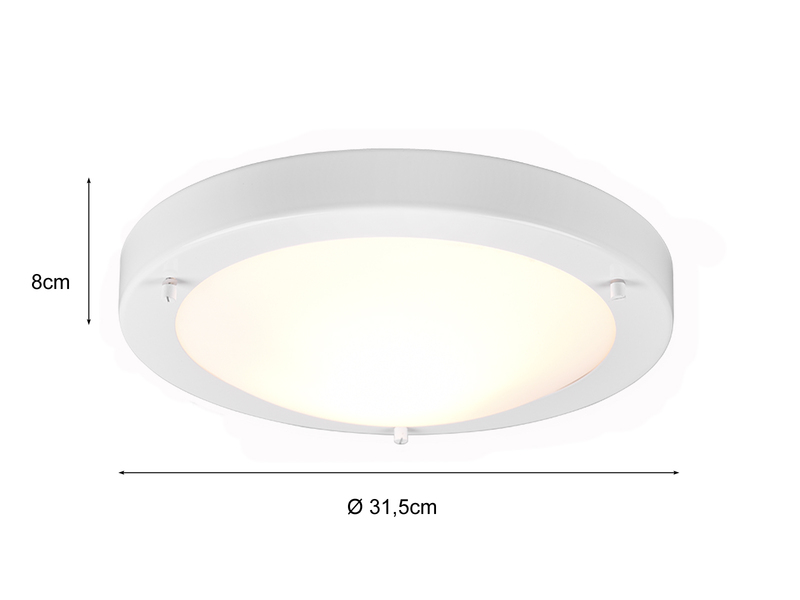 LED Bad Deckenleuchte in Weiß mit Glas Opal Weiß Badlampen, Ø 31,5cm