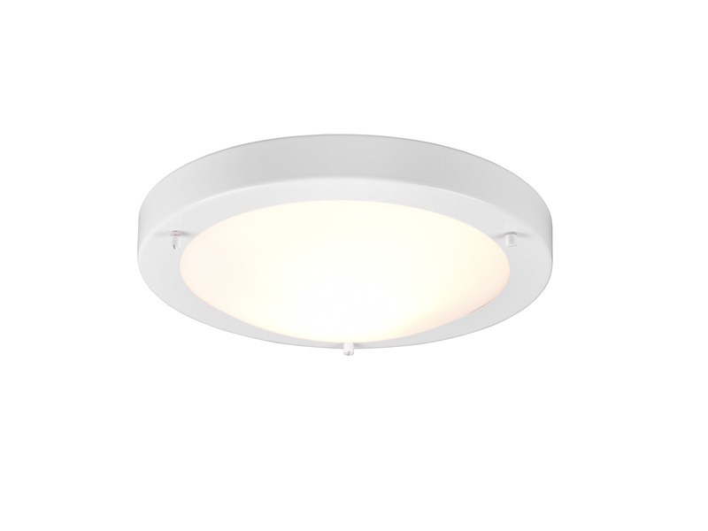 LED Bad Deckenleuchte in Weiß mit Glas Opal Weiß Badlampen, Ø 31,5cm