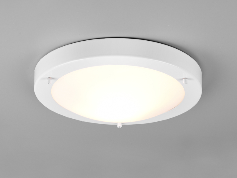 LED Bad Deckenleuchte in Weiß mit Glas Opal Weiß Badlampen, Ø 31,5cm