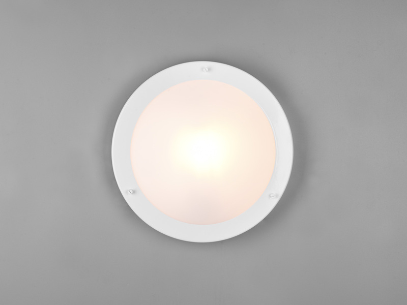 LED Bad Deckenleuchte in Weiß mit Glas Opal Weiß Badlampen, Ø 31,5cm