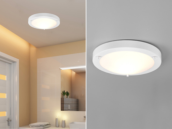 LED Bad Deckenleuchte in Weiß mit Glas Opal Weiß Badlampen, Ø 31,5cm