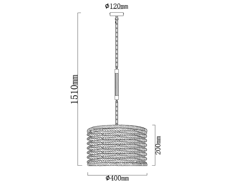 LED Pendelleuchte Korblampe mit Hanfseil Lampenschirm, Ø 40cm