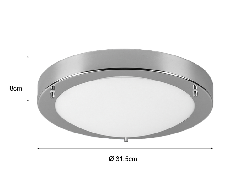 LED Bad Deckenleuchten in Chrom mit Glas Opal Weiß Ø 31,5cm - Badlampen