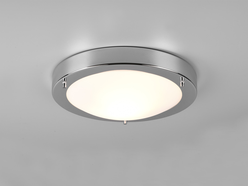 LED Bad Deckenleuchte in Chrom mit Glas Opal Weiß Badlampen, Ø 31,5cm