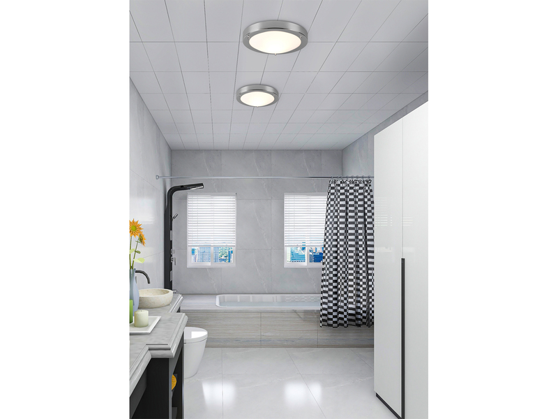 LED Bad Deckenleuchte in Chrom mit Glas Opal Weiß Badlampen, Ø 31,5cm